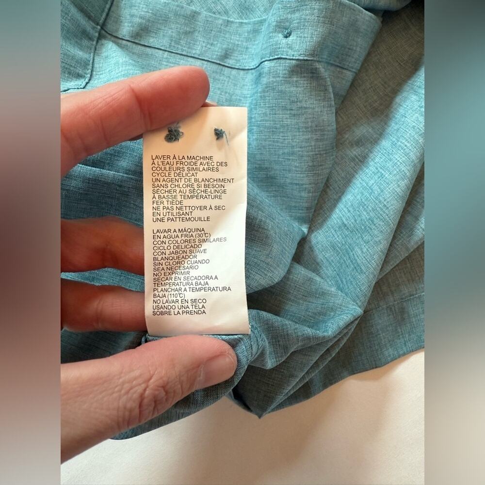Cubavera Guayabera Shirt Men’s S Teal Blue Short Sleeve Button Front Resort - Picture 12 of 13